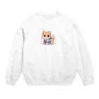 柴犬LOVEのキュートな柴犬キャラクターのマスコット Crew Neck Sweatshirt