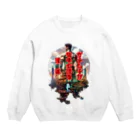 シロクマペンギンの【俳句シリーズ】ガチムチ背中の漢道 Crew Neck Sweatshirt