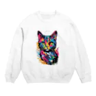 japanese-creatorの猫　デザインTシャツ　アート　グラフィック Crew Neck Sweatshirt