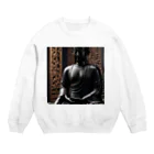 Take-chamaの深みのある漆黒の色合いが美しく輝く厳かな仏像。 Crew Neck Sweatshirt