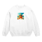 KIglassesのサングラスをかけた笑顔のヒトデ - 海の陽気な仲間！ Crew Neck Sweatshirt