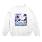 ハワイライフのイルカと満月 Crew Neck Sweatshirt