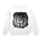 greetenのライオン　アートアニマル　モノクロ Crew Neck Sweatshirt