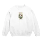 ぷぷオレンジのkokeshi dolls白い花 Crew Neck Sweatshirt