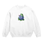 終わらない夢🌈のあじさいの花と🐸カエル君 Crew Neck Sweatshirt