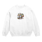 きぐるみあにまるず！の花束きぐるみネコ Crew Neck Sweatshirt