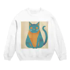 ミリススタイルの微笑みかけるネコ Crew Neck Sweatshirt