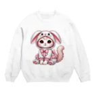 Snow-peaceのふわふわバニーコスチュームのかわいい子猫 Crew Neck Sweatshirt