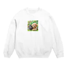 hachitaroのうさぎのネザーランドドワーフと犬のトイプードル Crew Neck Sweatshirt