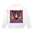 8890の芸者　黒猫 Crew Neck Sweatshirt