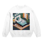 hono想(そう)イタグレ日記のホワイトタイガーのリラックスタイム Crew Neck Sweatshirt