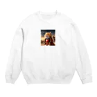 もふもふ日本史の戦ねこ Crew Neck Sweatshirt