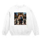 もふもふ日本史のねこ　出陣 Crew Neck Sweatshirt