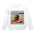 はちみつあめの浜辺のスイカ Crew Neck Sweatshirt