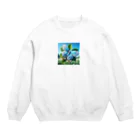 Chihiro0318の水色に舞う美しい蝶々 Crew Neck Sweatshirt