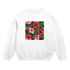 オンラインショップイエローリーフの赤色の花ハイビスカス Crew Neck Sweatshirt