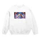 raio-nの夢見る雲の上の小さな猫 Crew Neck Sweatshirt