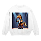 No Horse No Lifeのドット絵歌うウマノスケ君 Crew Neck Sweatshirt