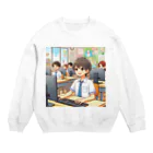 可愛い男の子イラスト販売所　By,keicyanの男の子　中学1年生　パソコン部 Crew Neck Sweatshirt