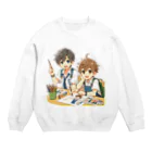 可愛い男の子イラスト販売所　By,keicyanの男の子　中学1年生　美術部 Crew Neck Sweatshirt