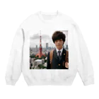 可愛い男の子イラスト販売所　By,keicyanの男の子　中学1年生　タワーバッグに Crew Neck Sweatshirt