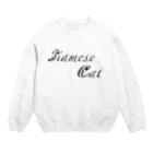 ちばっちょ【ち畳工房&猫ねこパラダイス】のシャム猫文字 Crew Neck Sweatshirt