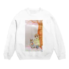 アンセルの猫と女の子と桜 Crew Neck Sweatshirt