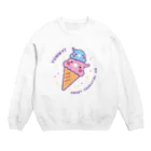 ほほらら工房 SUZURI支店のゆめかわオカメアイス Crew Neck Sweatshirt