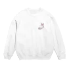 デミの仰向けのボストンテリア (ピンク) Crew Neck Sweatshirt