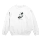 デミの寝たい仰向けのボストンテリア Crew Neck Sweatshirt