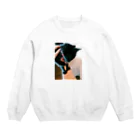 黒猫の住処の撫でられ黒猫シリーズ Crew Neck Sweatshirt