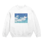 そら豆の気まぐれの青と白 Crew Neck Sweatshirt