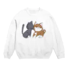 スナネコシンドバッド SUZURIキャラバンのしばねこネコパンチ（胡麻柴） Crew Neck Sweatshirt