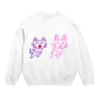 フセサクの走るネコとウサギ Crew Neck Sweatshirt