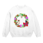 鈴神楽工房の3匹の猫のクリスマスリース Crew Neck Sweatshirt