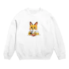 ナカジのきつねうどん食べるきつねちゃん Crew Neck Sweatshirt