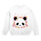 熊猫惑星の花パンダ Crew Neck Sweatshirt