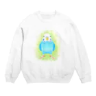 まめるりはことりのほんわかセキセイインコ　ブルー【まめるりはことり】 Crew Neck Sweatshirt