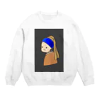 Sen.のゆるい店のゆるい真珠の耳飾りの少女のスウェット Crew Neck Sweatshirt