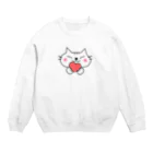 eigoyaのハートと白猫 Crew Neck Sweatshirt