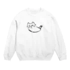 気ままに創作　よろず堂の飼い主よ、何か用か？　モノクロ黒 Crew Neck Sweatshirt