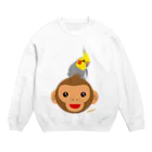 LittleLoroの2016 おさるモンキー オカメインコのせ Crew Neck Sweatshirt