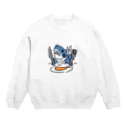 サメ わりとおもいのエビフライを食べようとするサメ Crew Neck Sweatshirt