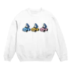 サメ わりとおもいのカラフルな車に乗るサメ Crew Neck Sweatshirt