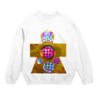 湯沢恵理　宇宙アイテムのメタリックお守り宇宙人スウェット Crew Neck Sweatshirt