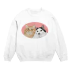 kinako-japanの猫社長さん　猫専務さん　ピンク Crew Neck Sweatshirt