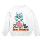 miku'ꜱGallery星猫のソーシャルディスタンス✨mikuと愛猫「2mはなれてにゃ SOCIAL DISTANCE」メッセージイラスト Crew Neck Sweatshirt