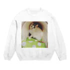 ねこまる広場の新しい家族☆おもち君 Crew Neck Sweatshirt