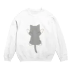 かわいいもののおみせ　いそぎんちゃくのしがみつく灰白猫 Crew Neck Sweatshirt