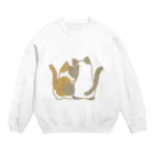 かわいいもののおみせ　いそぎんちゃくの仲良し猫の背中　縞三毛&ポインテッド Crew Neck Sweatshirt